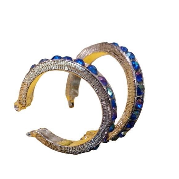 Artisan Collection Earrings Silvertone with Iridescent Blue Austrian Crystals - Picture 5 of 8